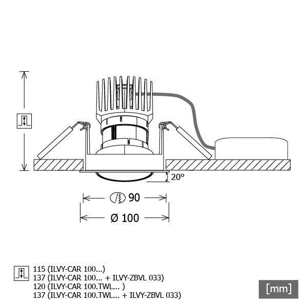 LTS Licht&Leuchten LED-Einbaustrahler ILVY-CAR100 #655129