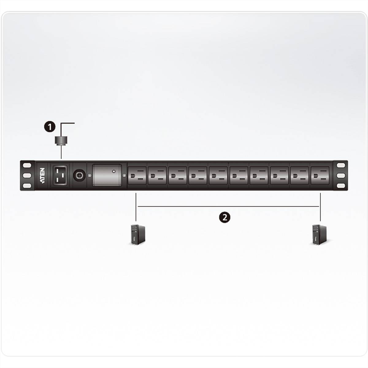 ATEN PE0209SG 1U 9 Port Basic PDU 8x C13 1x C19 16A
