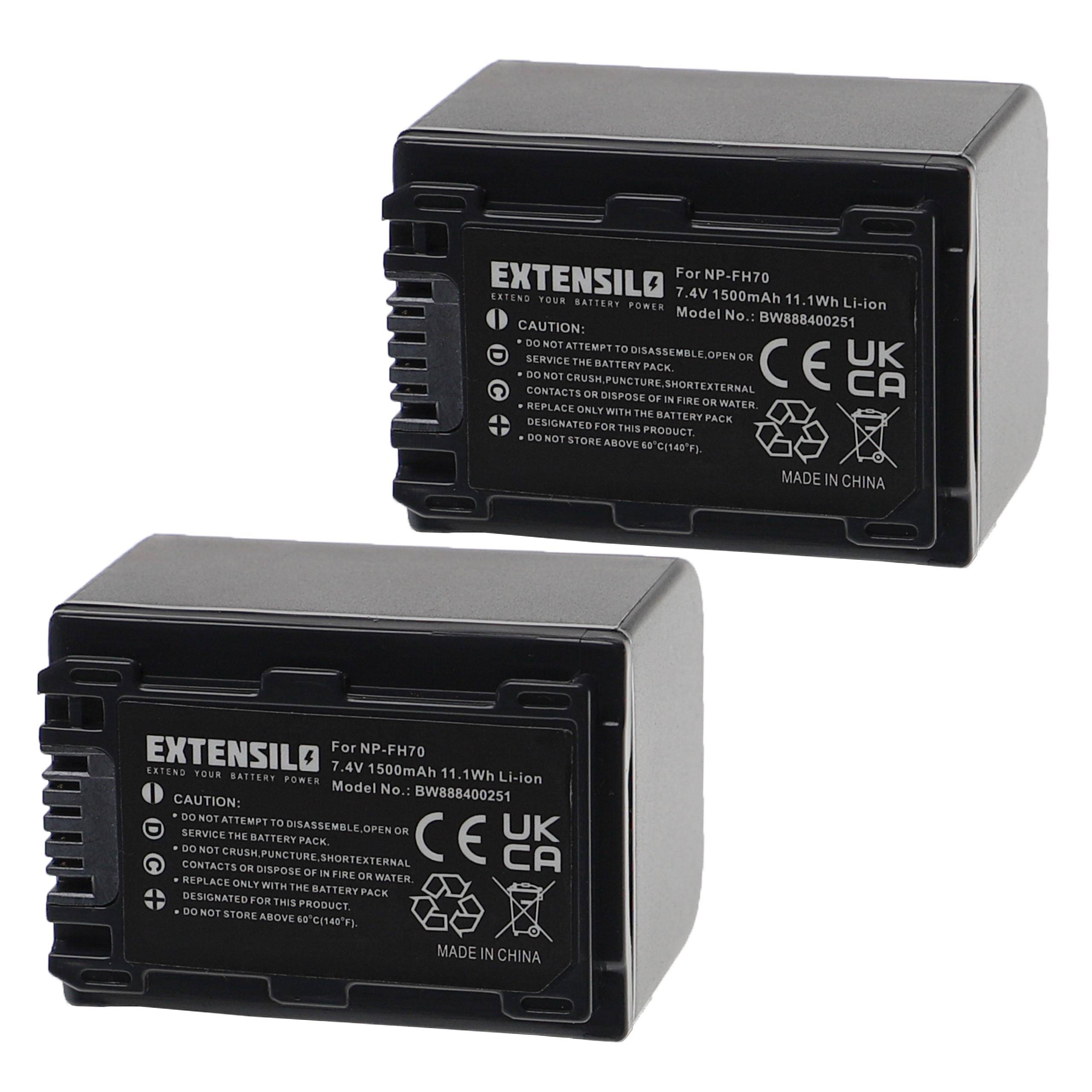 EXTENSILO 2x Akku kompatibel mit Sony DCR-SR65, DCR-SR62E, DCR-SR60, DCR-SR62, DCR-SR70E, DCR-SR60E Kamera (1500 mAh, 7,4 V, Li-Ion)