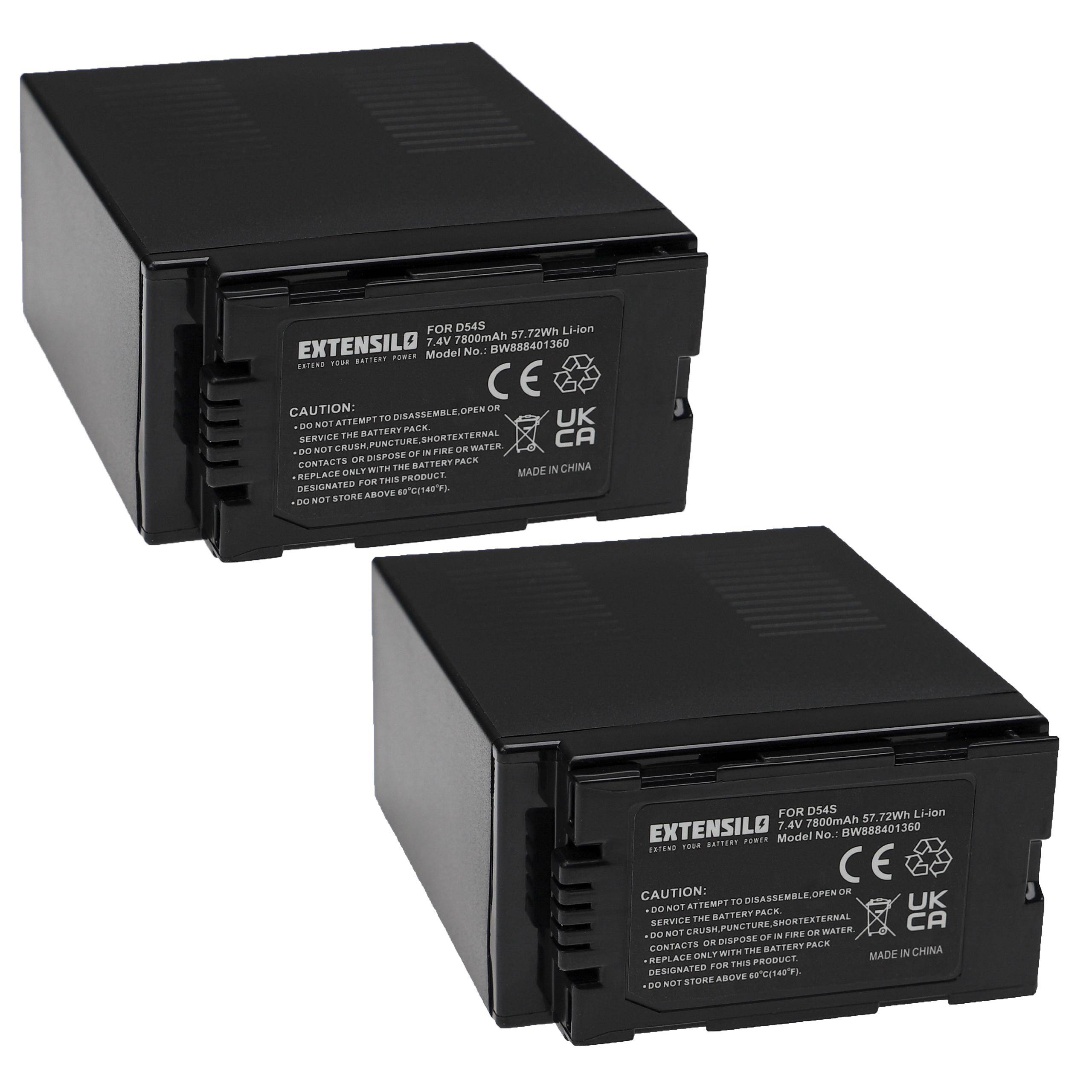 EXTENSILO 2x Akku kompatibel mit Panasonic NV-GS8, NV-GX7, NV-GS5, NV-GS3, NV-GS7, NV-GX7K Videokamera Camcorder (7800 mAh, 7,4 V, Li-Ion)