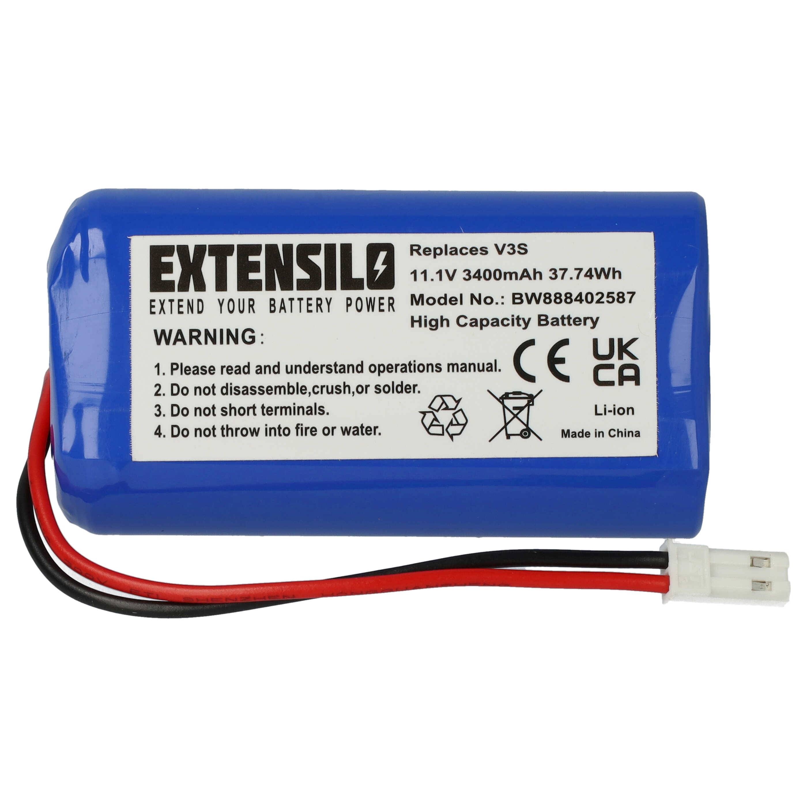 EXTENSILO Akku kompatibel mit iLife V3s, V5, V5s, V3 Staubsauger (3400 mAh, 11,1 V, Li-Ion)
