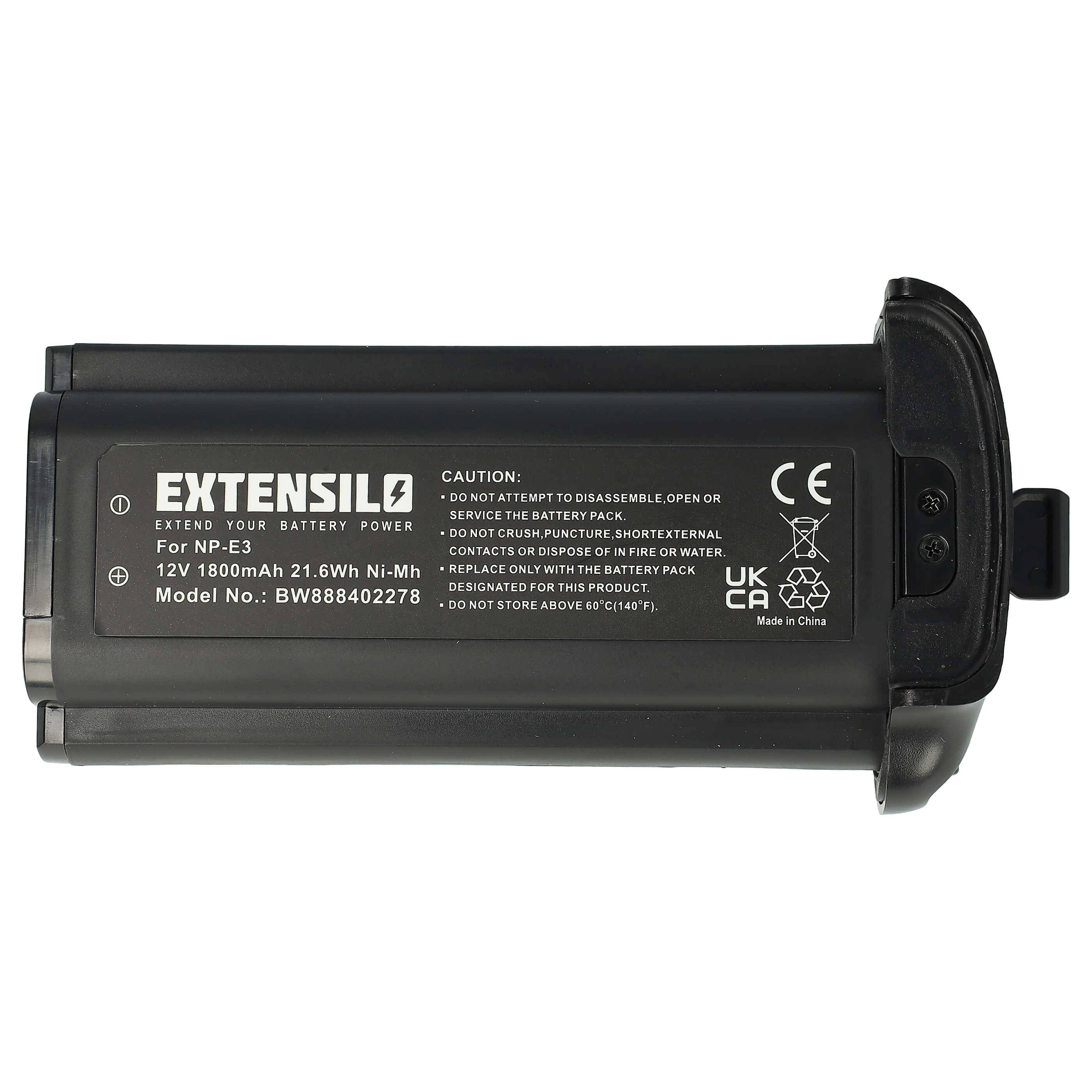 EXTENSILO Akku Ersatz für Canon 7084A002, 7084A001, NP-E3 für Kamera (1800 mAh, 12 V, NiMH)
