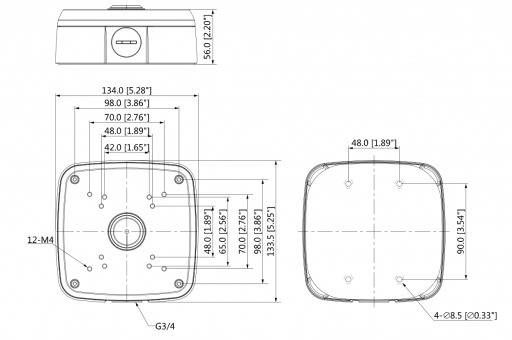 Dahua - PFA121-B - Zubehör - Anschlussdose, Material: Aluminum, Anschlussdose, Modernes Design, Maße (L x B x H): 134 m