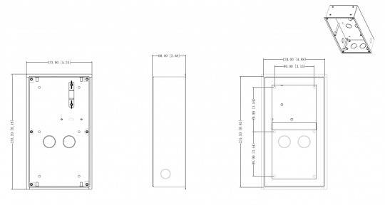 Dahua - VTM127 - 2 Modul Unterputz Box, - 2 Modul Unterputz Box - Material: Aluminium - Abmessung (HxBxT): 133mm x 233,
