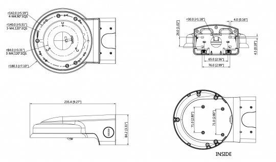 Dahua - PFB211W - Zubehör - Wandhalterung, - Material: Aluminium - Gewicht: 0,97kg -Maximale Traglast: 3kg - Abmessunge