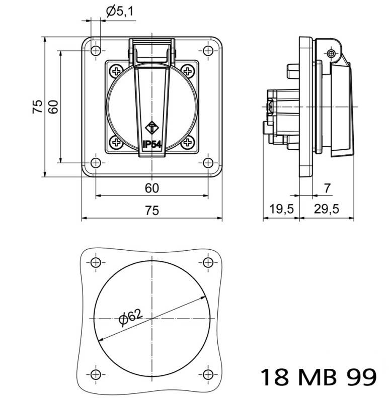 Bals Elektrotech. Schutzkont.-Anbausteckdose 7112