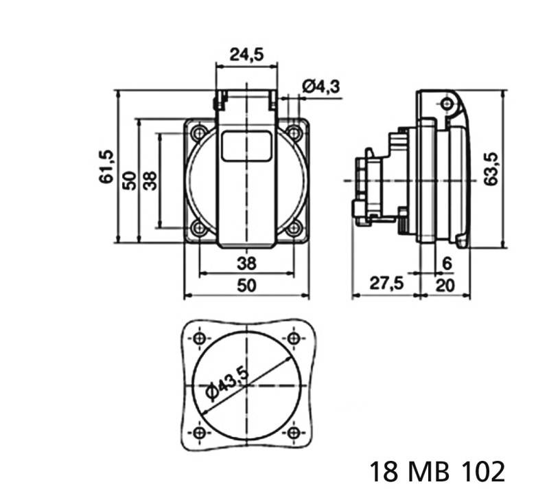 Bals Elektrotech. Schutzkont.-Anbausteckdose 71100