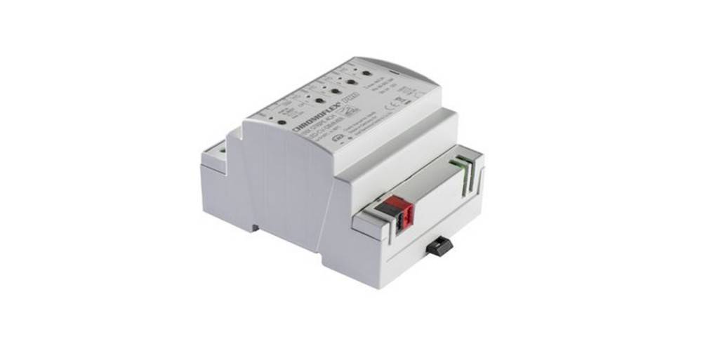 Ein weißes elektronisches Gerät mit mehreren Anschlüssen, gekennzeichnet mit 'DINOMAX 12TDM'. Es scheint ein Typ von elektrischem Leistungsschalter zu sein.