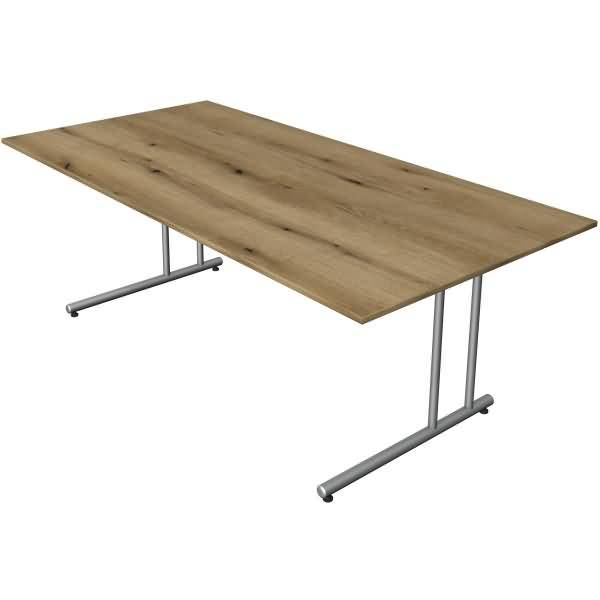 Schreibtisch start up Fuß silber BxT 200x100cm eiche