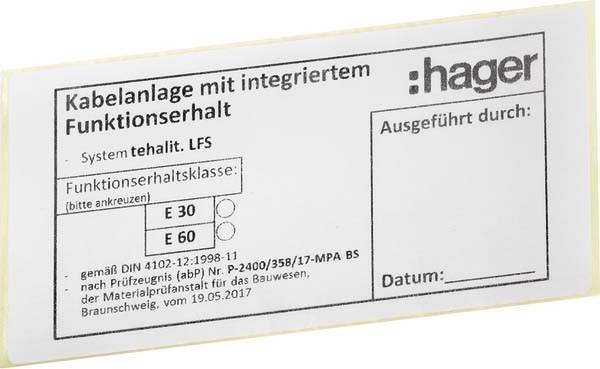 2 Stk. Tehalit Funktionserhaltetikett LFSFE