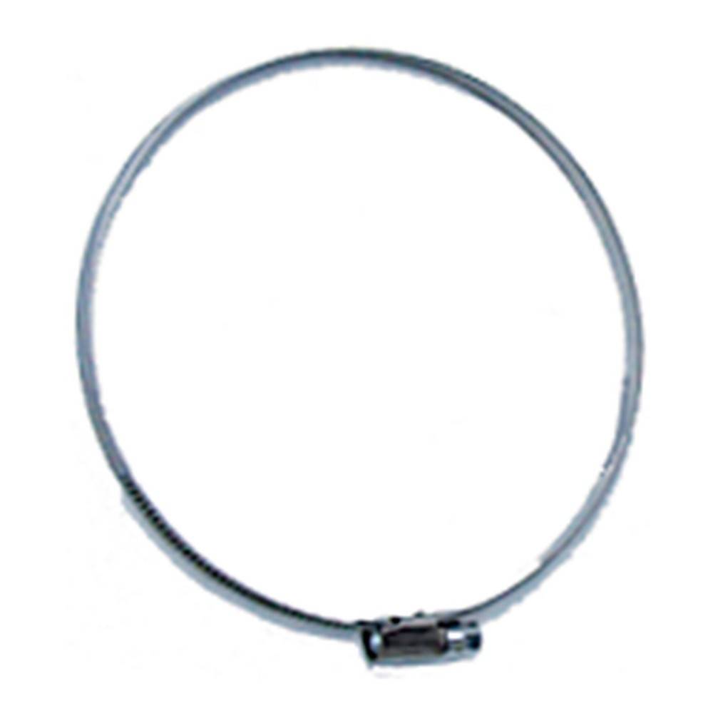 Eine Metallschlauchschelle mit einem Schraubmechanismus zum Festziehen, die üblicherweise zum Befestigen von Schläuchen an Anschlüssen verwendet wird.