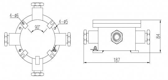 Dahua - ZA-JXD4 - Anschlussdose - Ex-Proof, Material: 316 Rostfreier Stahl, Wandhalterung, Maße (ø x H): 187 mm x 84 mm