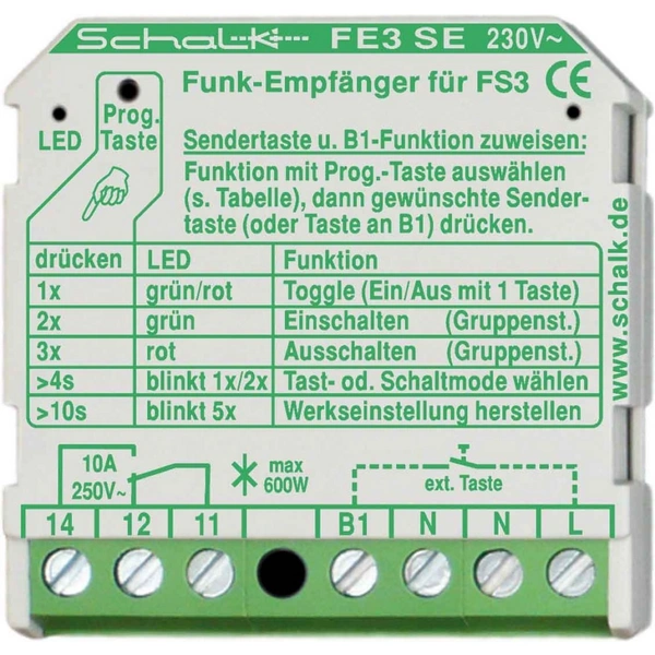 Schalk Funk-Empfängerschalter FE3 SE (230V AC) Schalk Funk-Empfängerschalter FE3 SE (230V AC)