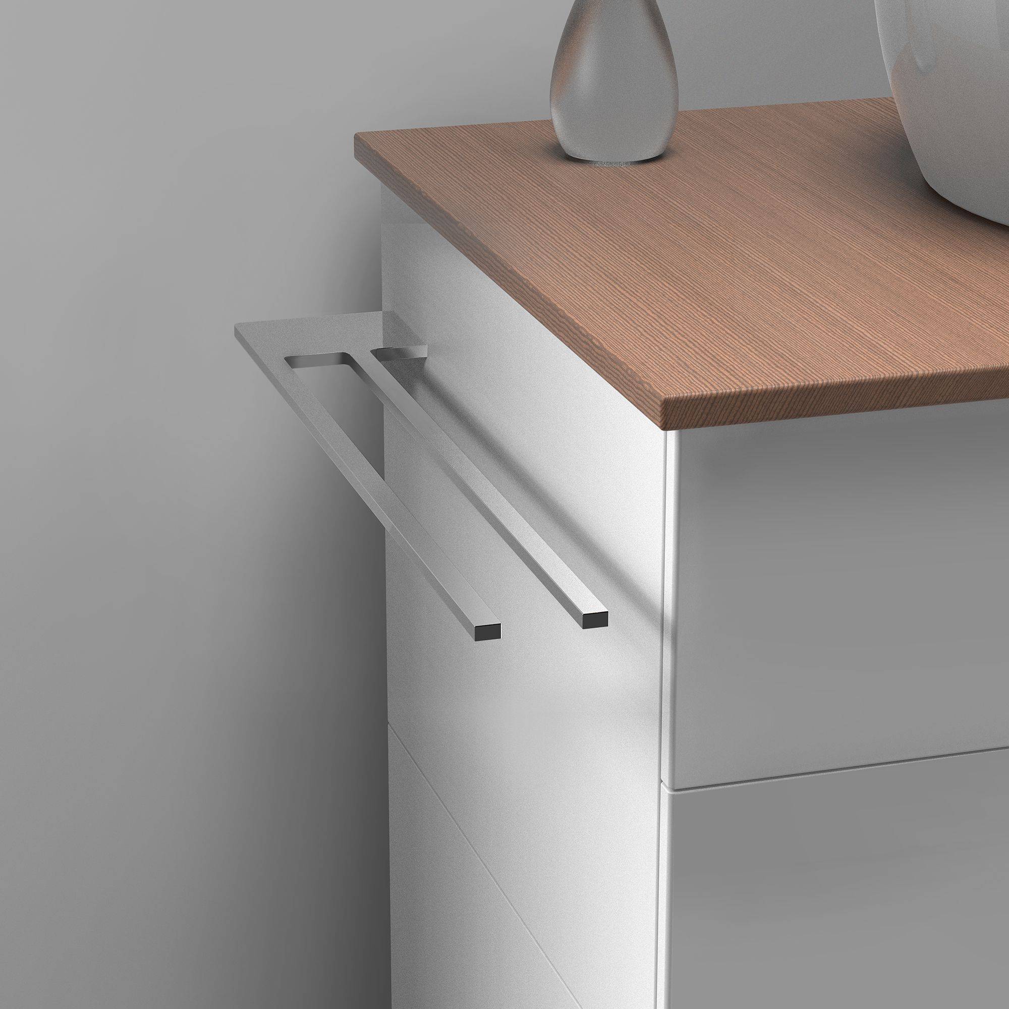 kalb | Handtuchhalter Slim mit zwei Stangen für Waschtisch, Chrom, Aluminium, Länge: 400mm, Höhe: 6mm, Tiefe: 80mm