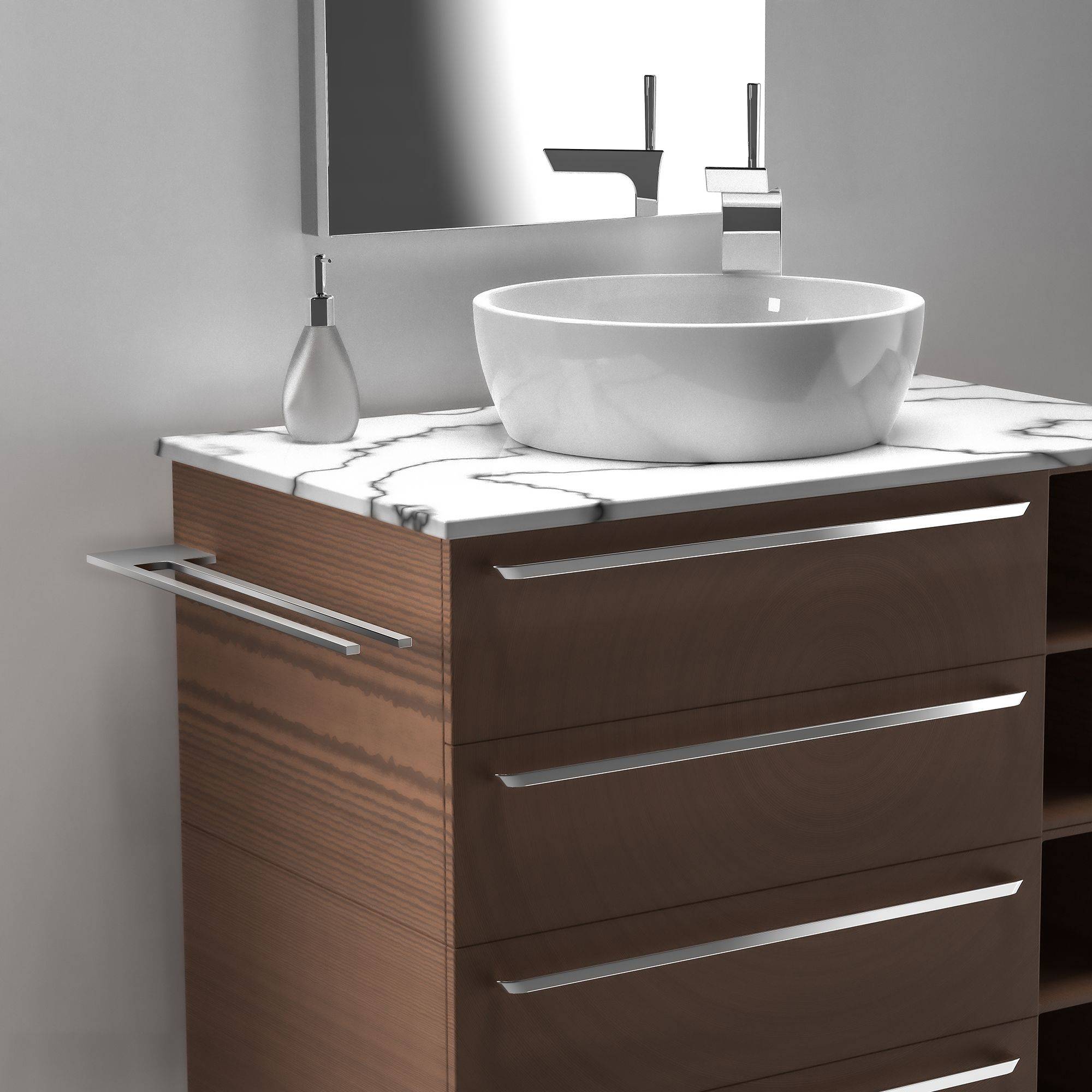 kalb | Handtuchhalter Slim mit zwei Stangen für Waschtisch, Chrom, Aluminium, Länge: 400mm, Höhe: 6mm, Tiefe: 80mm