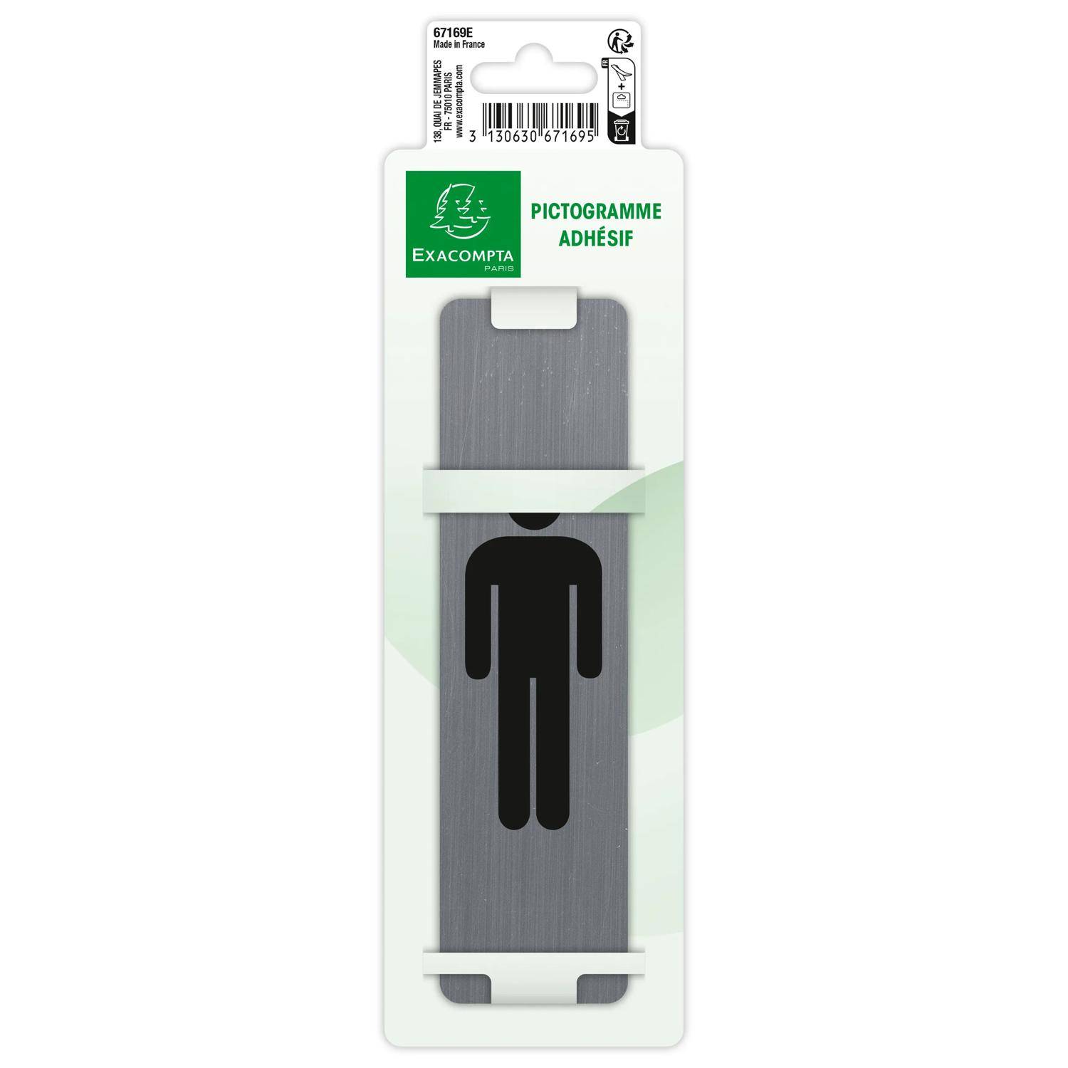 Exacompta Hinweisschild selbstklebend Aluminiumoptik Herren 165x44cm Grau 67169E