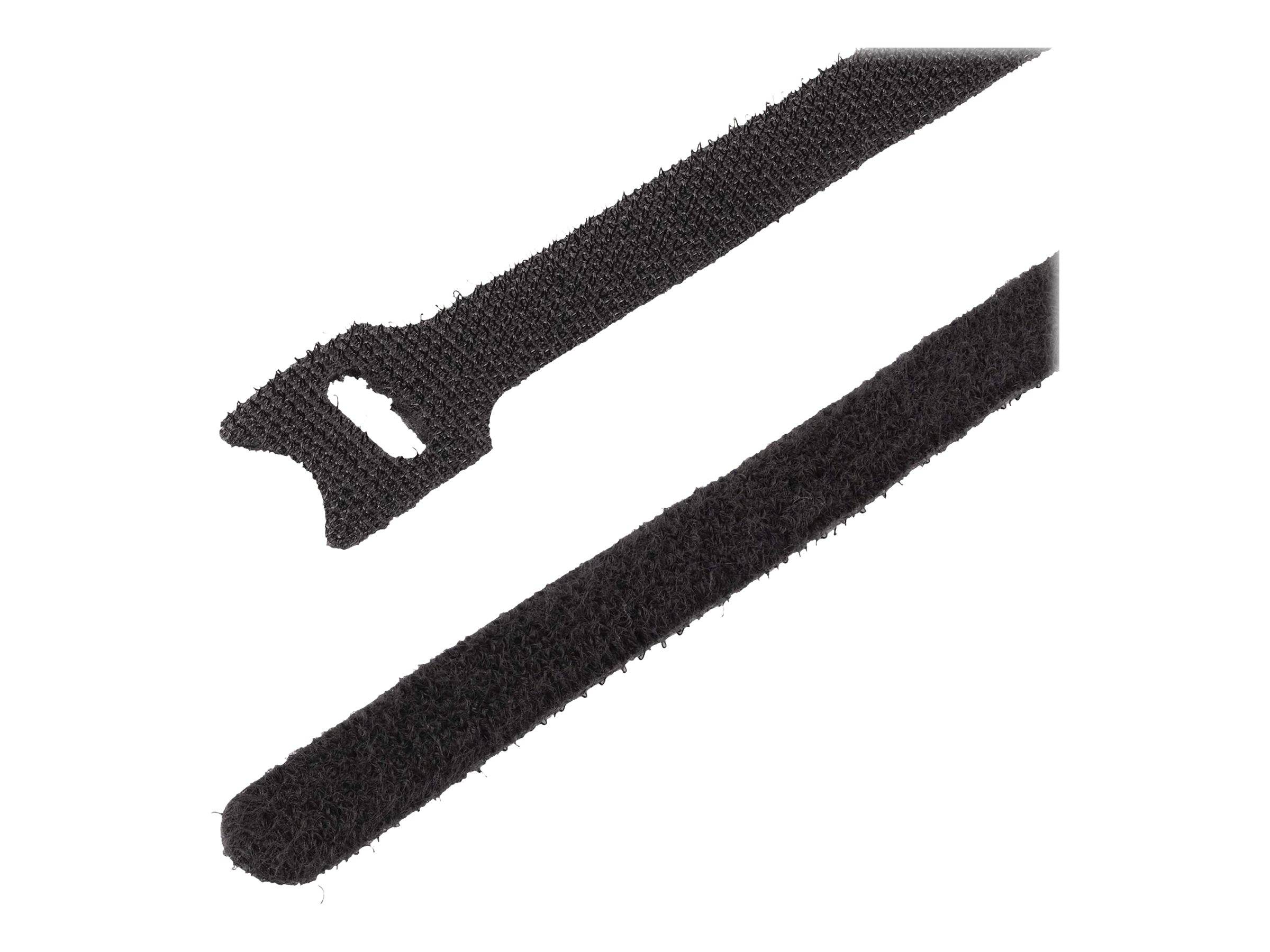 StarTech.com 6in Hook and Loop Cable Ties, 50 Pack, Black, Reusable Cable Straps, Adjustable and Flexible, Cord Organize