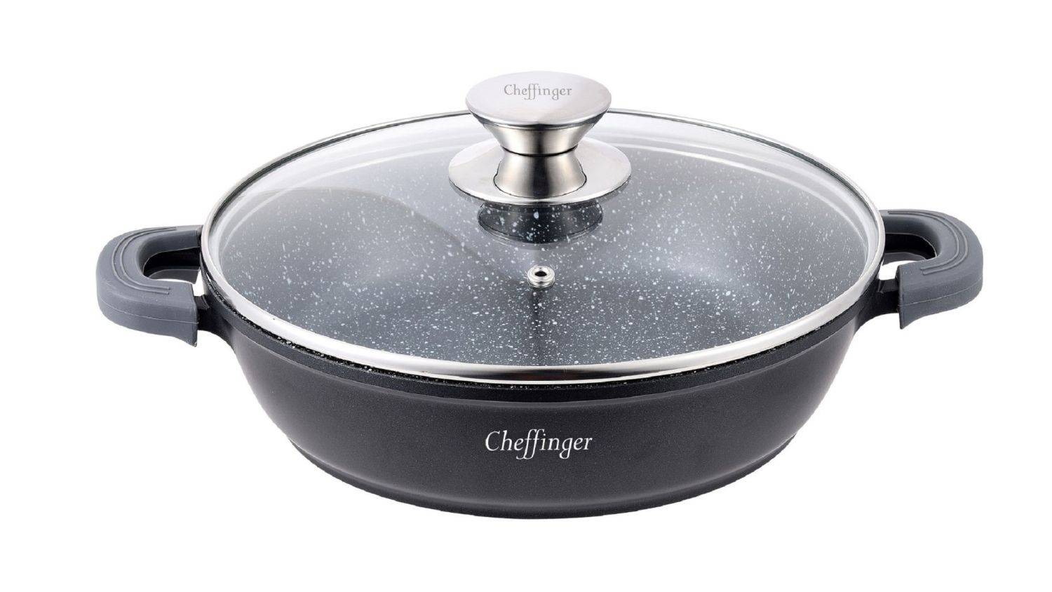 Cheffinger Kochtopf Servierpfanne Schmorpfanne Induktion Ø36cm Alu Guss Topf Pfanne