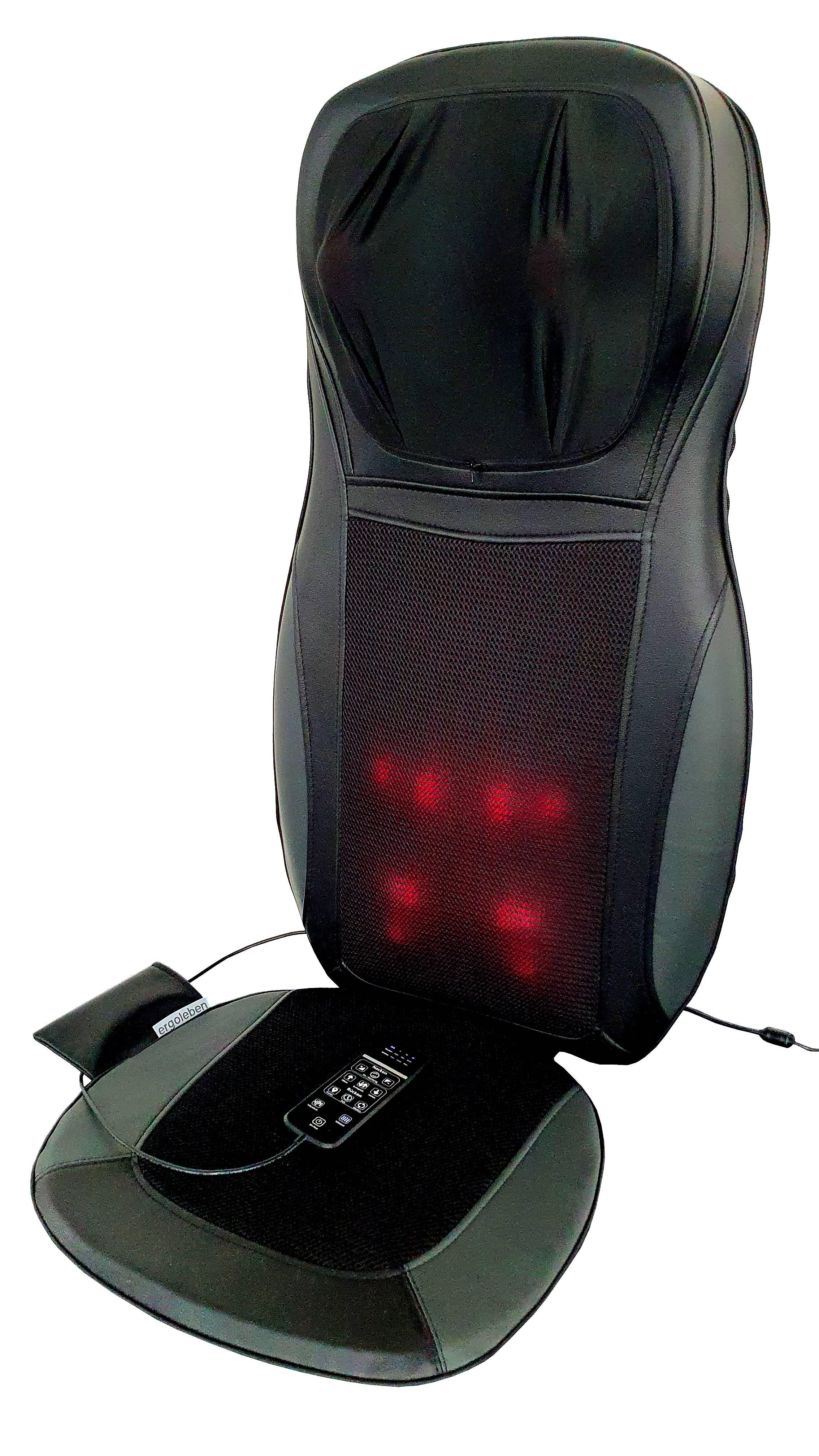 ERGOLEBEN Premium Shiatsu Sitzauflage Massagekissen mit Wärme | Rücken Massagegerät mit 8 Tiefenmassageköpfen | Nacken Massage höhenverstellbar m