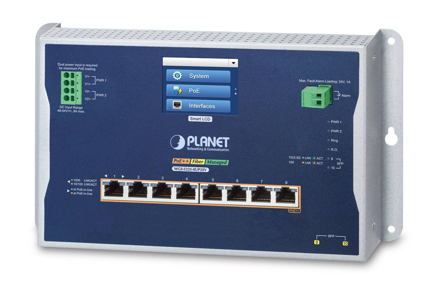 Planet IP30 IPv6/IPv4 L2+ 8-Port 10/100/1000T 802.3bt PoE+ - 0,1 Gbps - 8-Port