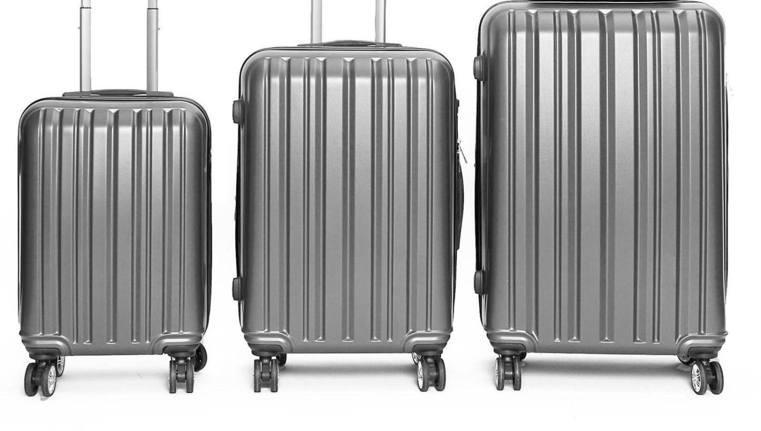 3-Teilig ABS Hartschalenkofferset Trolley Koffer Rollensystem Hartschale Reisekoffer mit 4 Doppelräder Grau