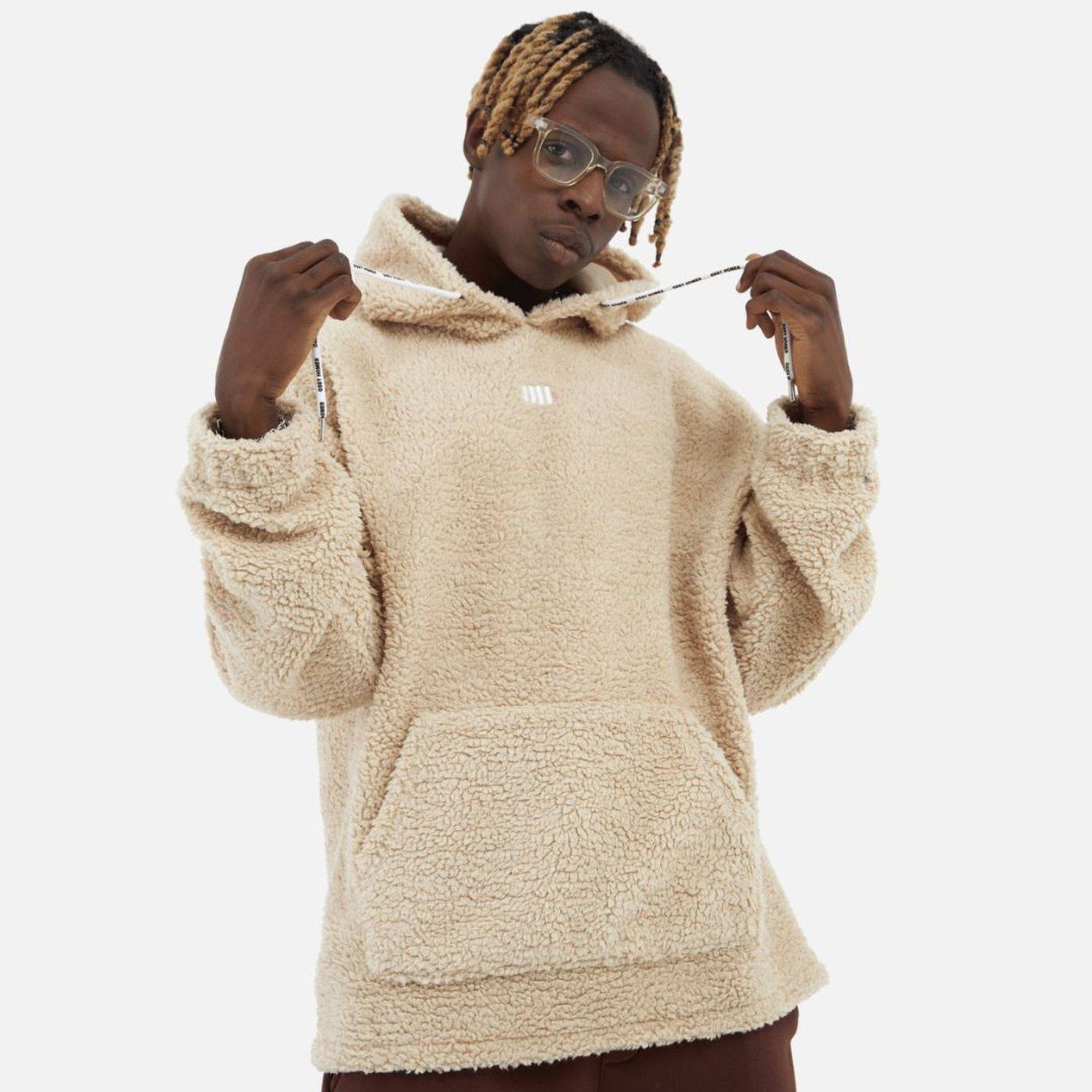 Teddy Basic Hoodie Teddyfell Sweater Pullover Oversize M Beige