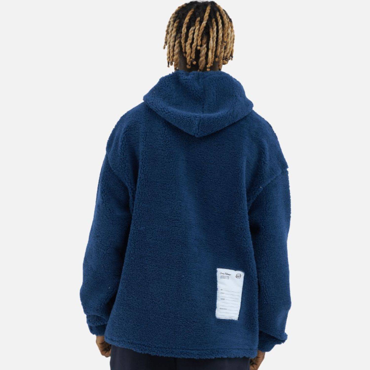 Teddy Basic Hoodie Teddyfell Sweater Pullover Oversize M Dunkelblau