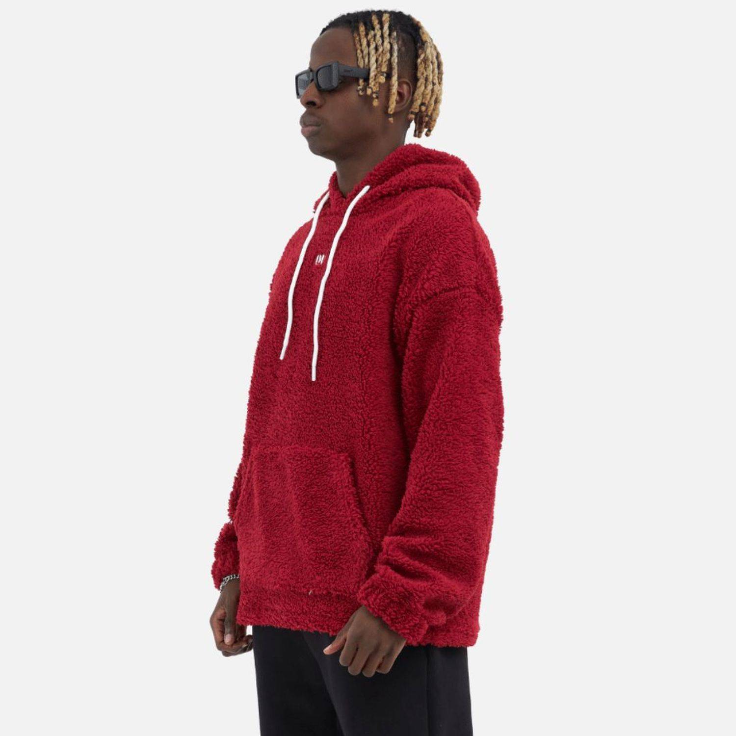 Teddy Basic Hoodie Teddyfell Sweater Pullover Oversize M Rot