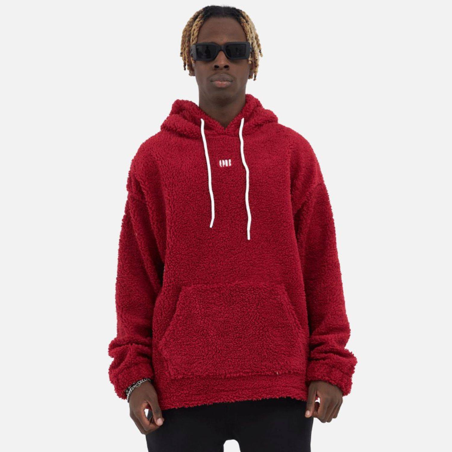 Teddy Basic Hoodie Teddyfell Sweater Pullover Oversize L Rot