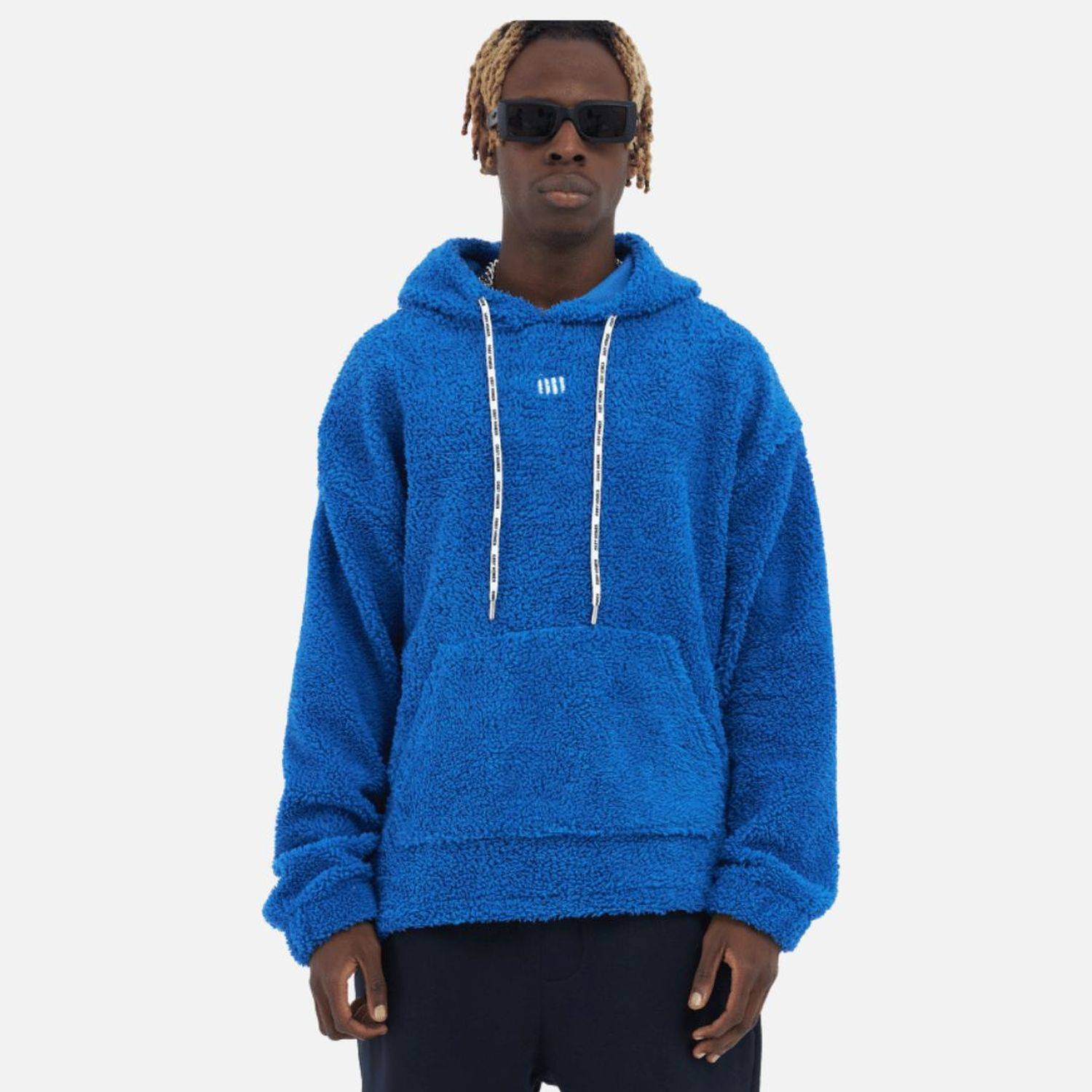 Teddy Basic Hoodie Teddyfell Sweater Pullover Oversize L Royalblau