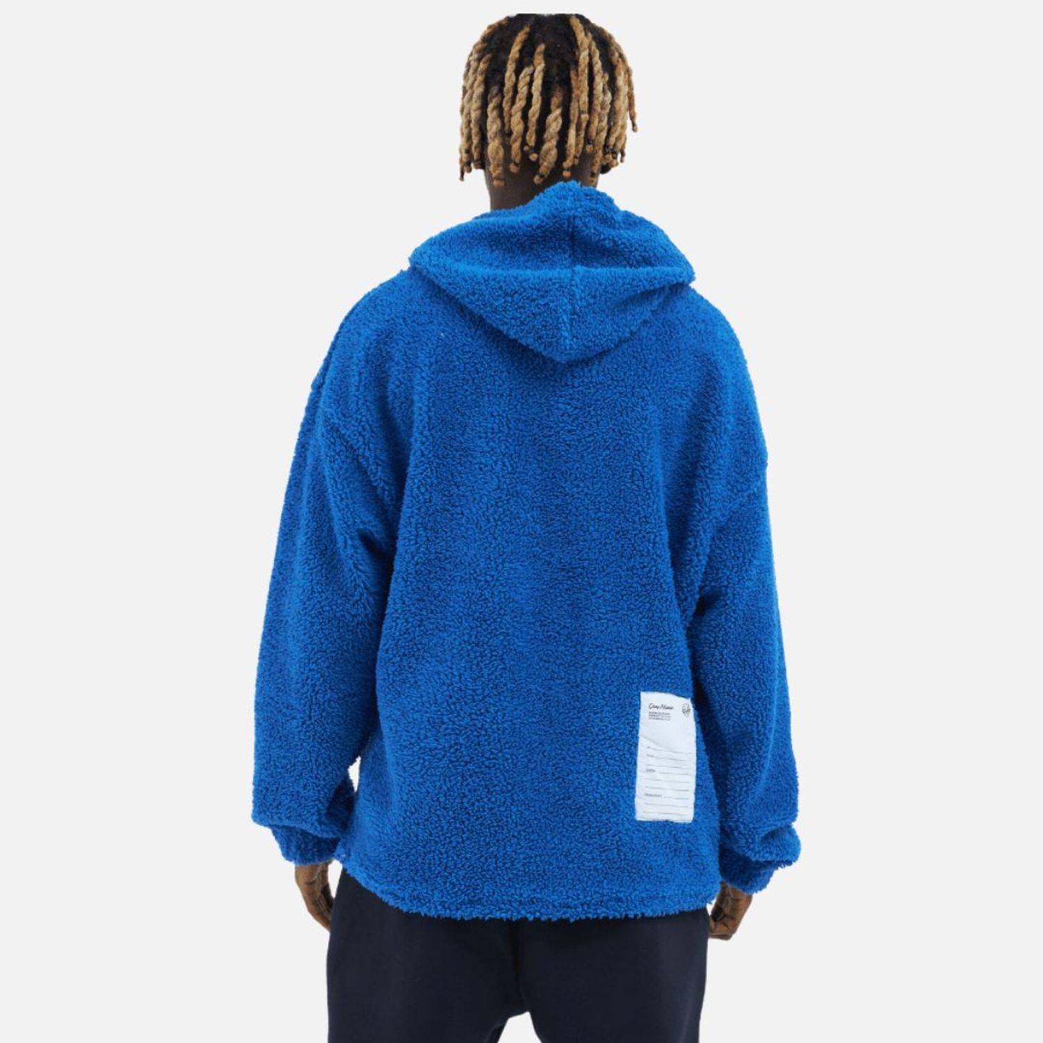 Teddy Basic Hoodie Teddyfell Sweater Pullover Oversize L Royalblau