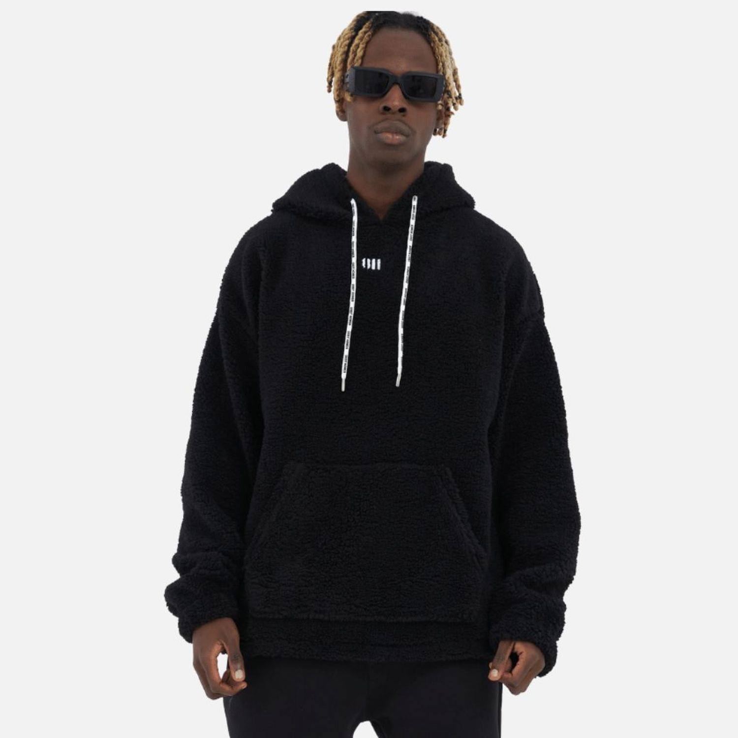 Teddy Basic Hoodie Teddyfell Sweater Pullover Oversize L Schwarz