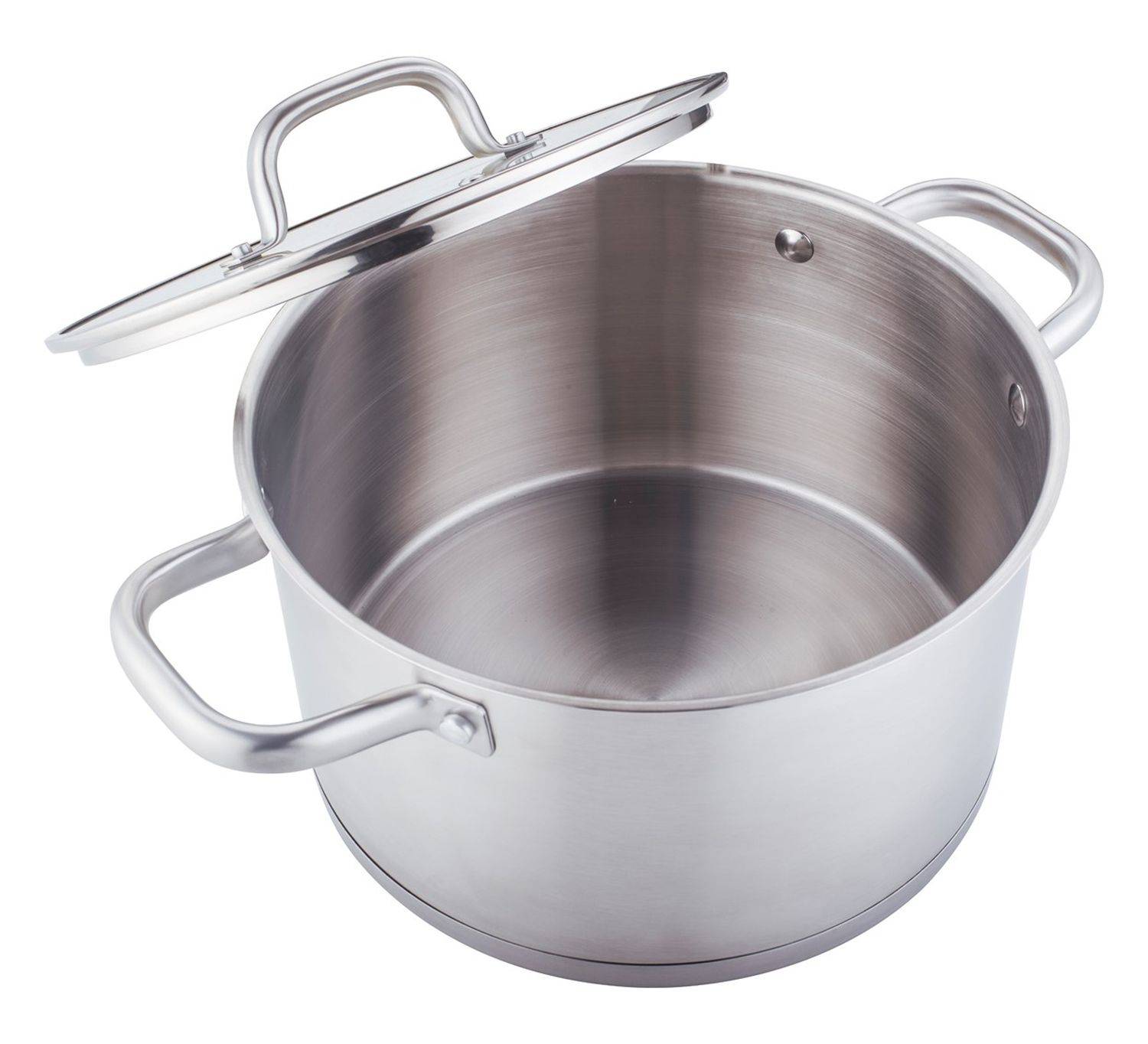 Bratentopf Ø24cm Edelstahl Kochtopf mit Glasdeckel geeignet für alle Herdarten silber 24cm