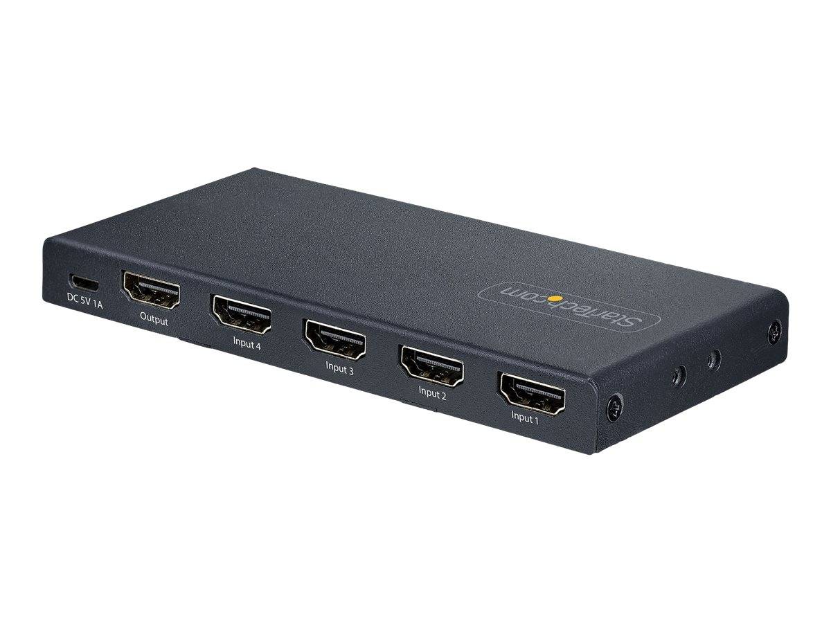 StarTech.com 4-Port 8K HDMI Switch, HDMI 2.1 Switcher 4K 120Hz HDR10+, 8K 60Hz UHD, HDMI Switch 4 In 1 Out, Auto/Manual