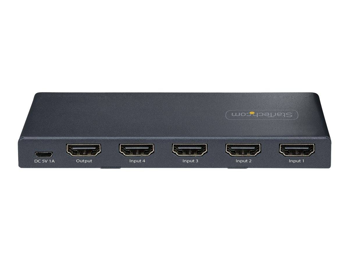 StarTech.com 4-Port 8K HDMI Switch, HDMI 2.1 Switcher 4K 120Hz HDR10+, 8K 60Hz UHD, HDMI Switch 4 In 1 Out, Auto/Manual