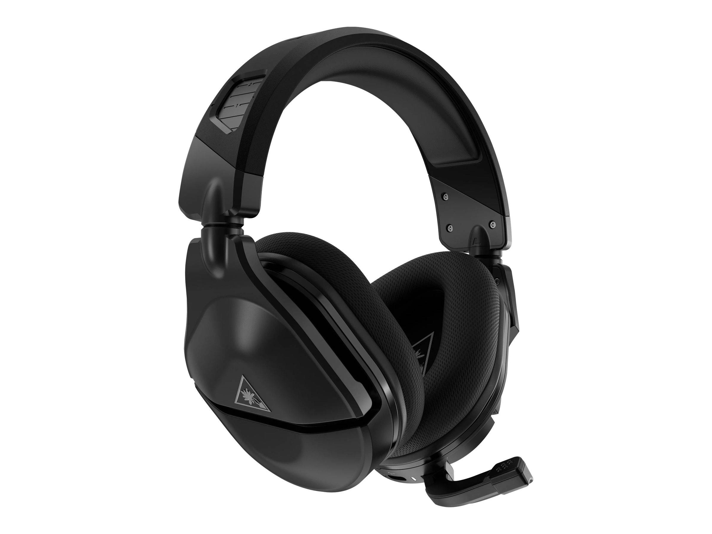 Schwarzes Over-Ear-Gaming-Headset mit gepolsterten Ohrmuscheln und angebautem Boom-Mikrofon auf weißem Hintergrund
