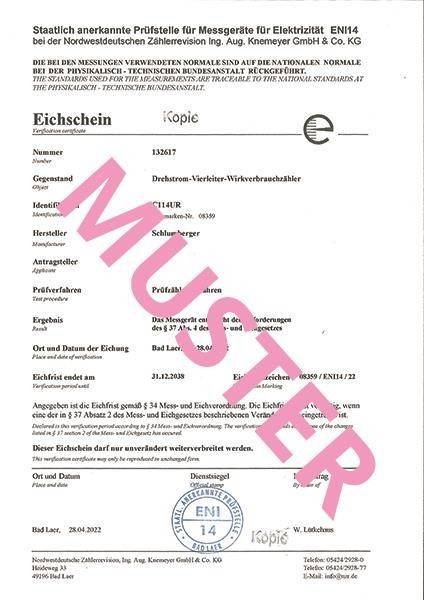 NZR Eich-/Beglaubigungsschein 1999