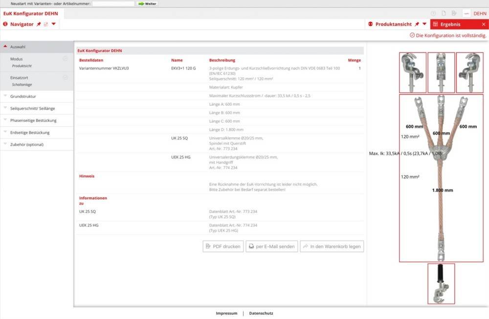 DEHN Erdungs u. Kurzschließseil EKV3+150GVPH98CT