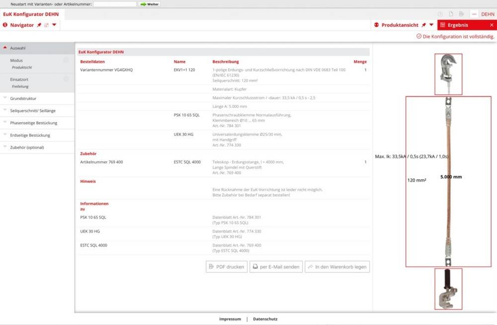 DEHN Erdungs u. Kurzschließseil EKV1+150V2KWXUL
