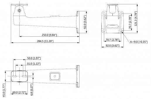 Dahua - PFB605W - Zubehör - Halterung, - Material: Aluminium - Gewicht: 0,65kg -Maximale Traglast: 5kg - Abmessungen: 9
