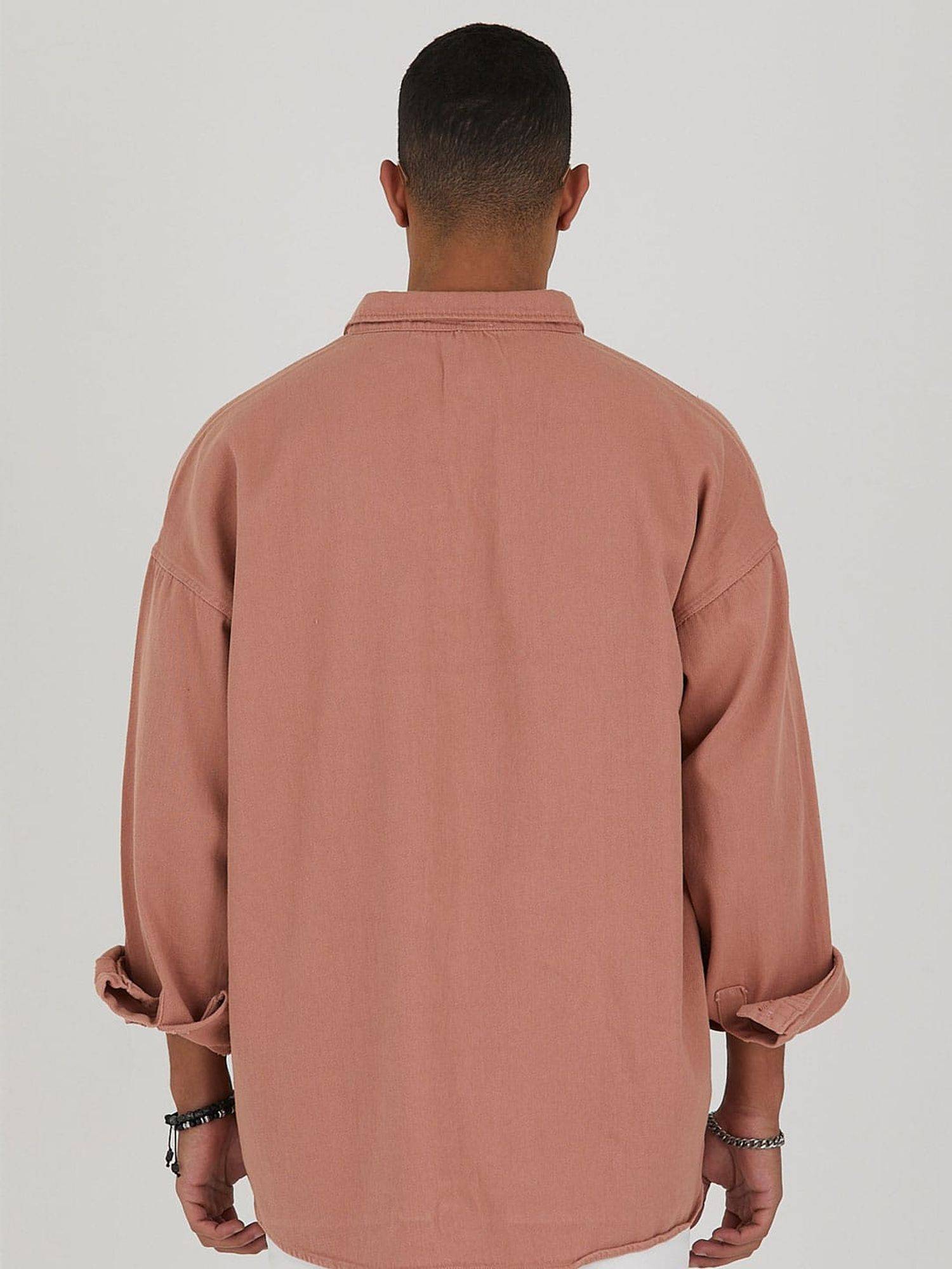 Jeanshemd Oversize Cotton Hemd 100% Baumwolle M Lachs