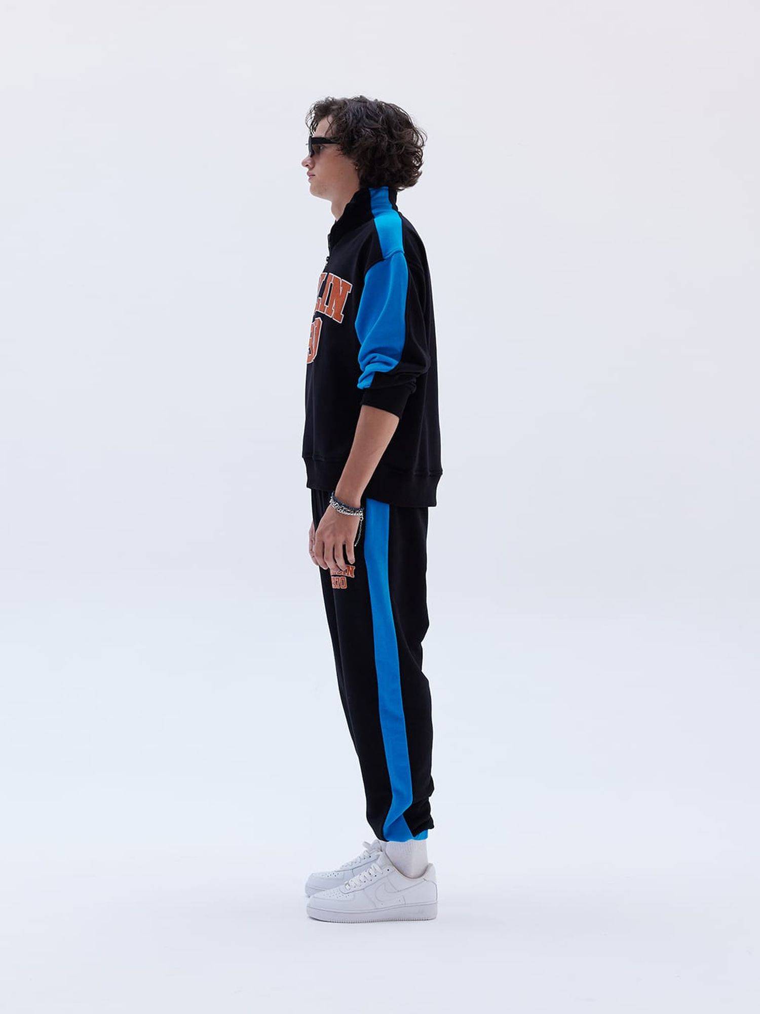 Set Jogger Jogginganzug Troyer "Berlin" Jogginghose XL Blau-Schwarz