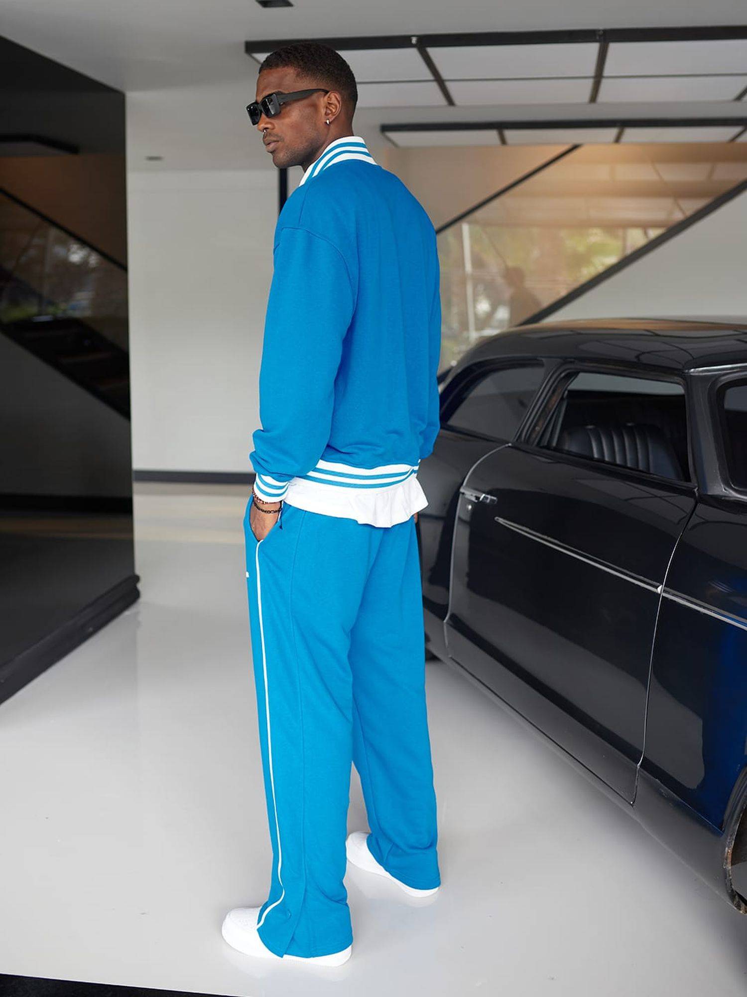 Set Hose Jacke Baseballkragen Anzug S Blau