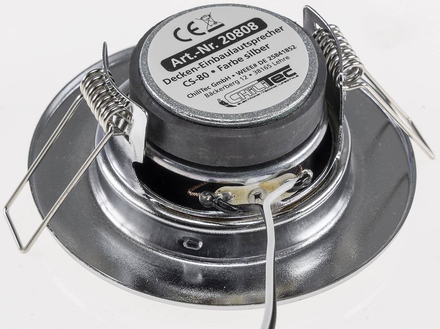 Decken-Einbaulautsprecher "Mini" Halogen-Look, 8cm Ø, 6cm Einbau, chrom