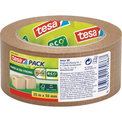 Braune tesa-Verpackungsklebeband-Rolle mit „ecoLogo