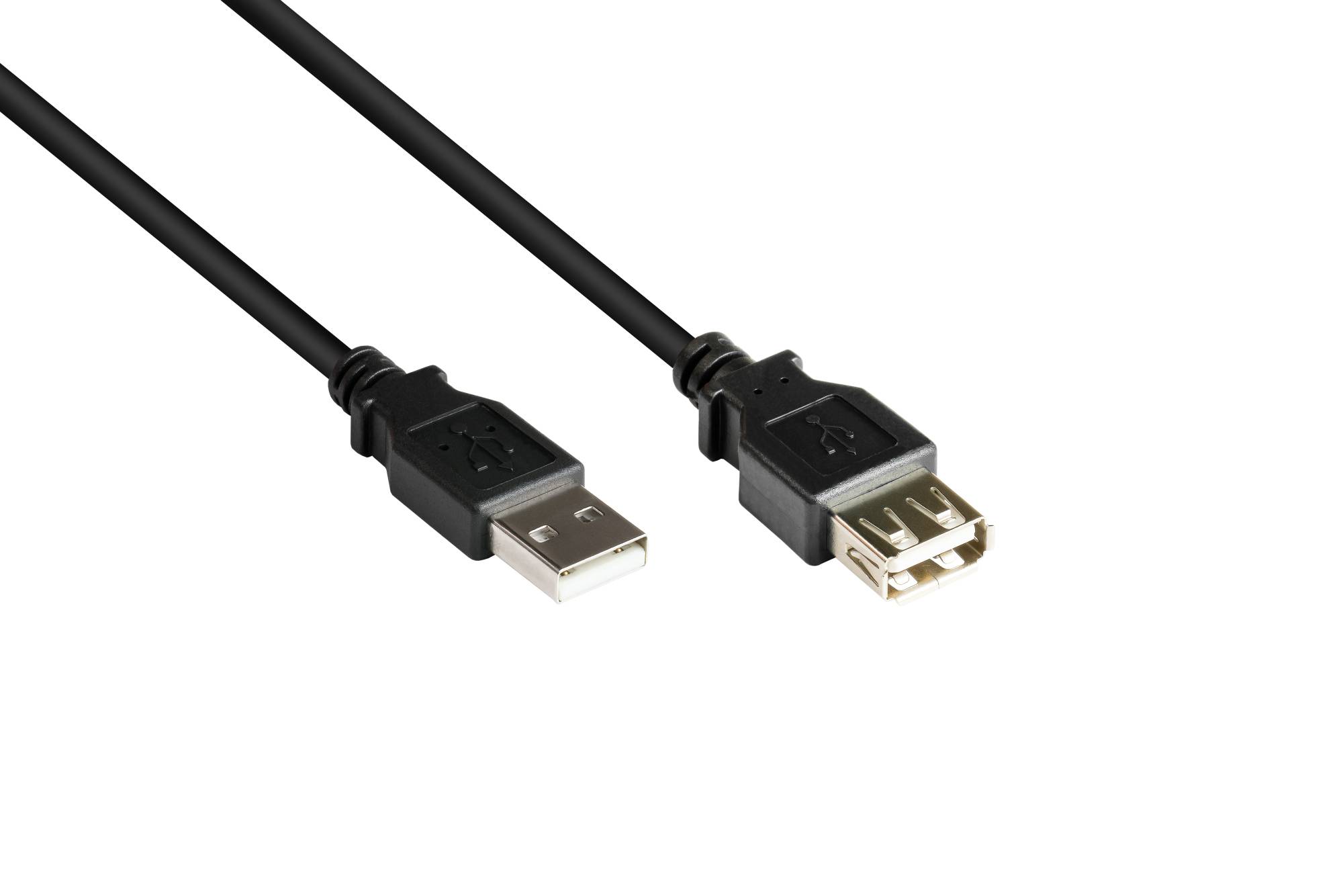 Verlängerungskabel USB 2.0 Stecker A an Buchse A, schwarz, 0,15m, Good Connections