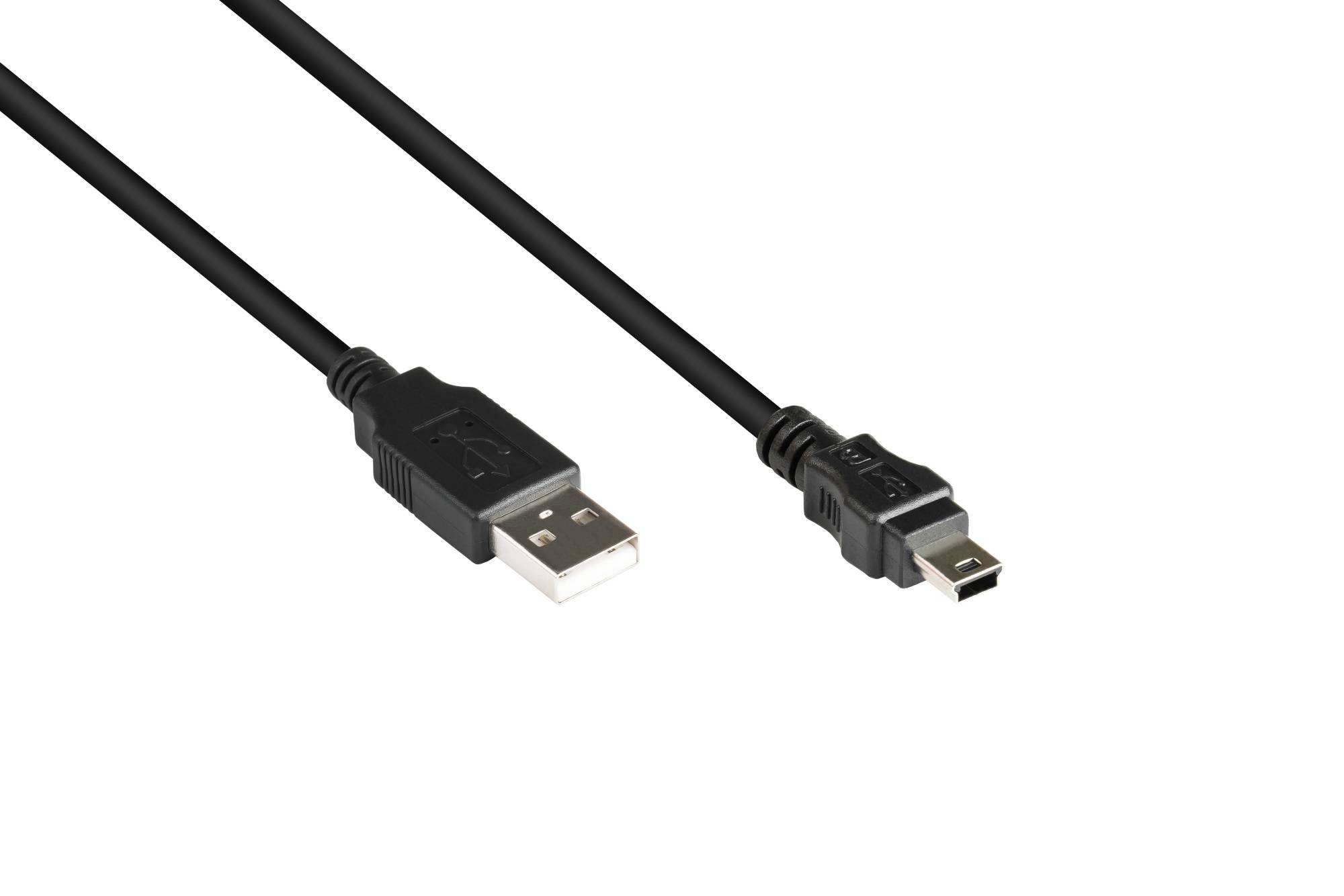 Anschlusskabel USB 2.0 Stecker A an Stecker Mini B 5-pin, schwarz, 0,3m, Good Connections
