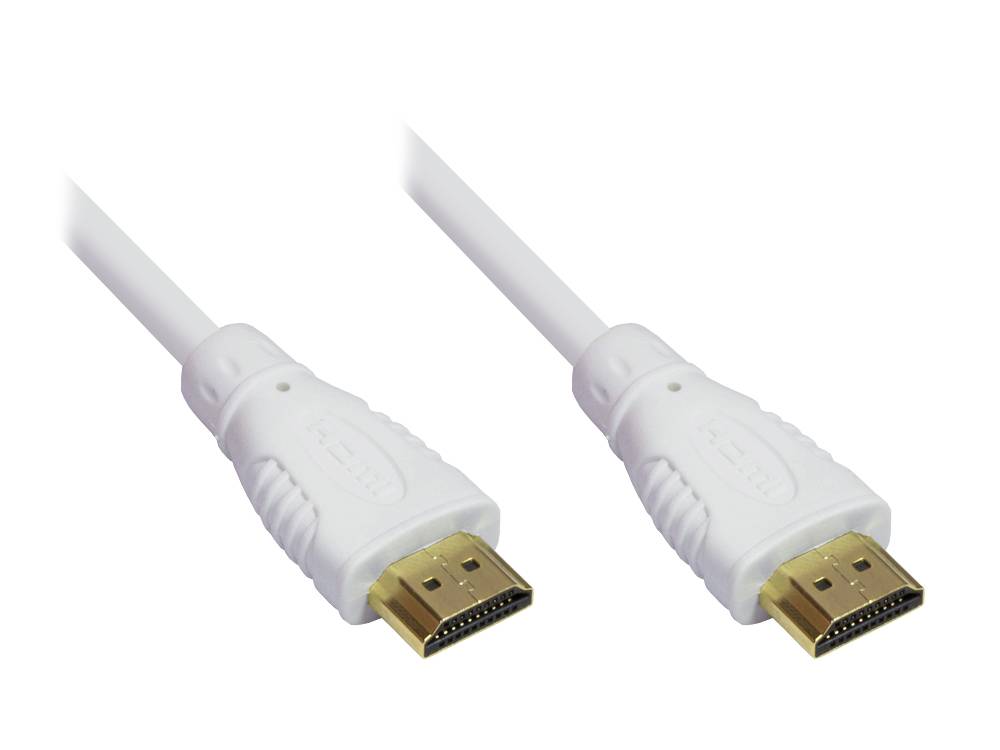 Anschlusskabel High-Speed-HDMI-Kabel mit Ethernet, vergoldete Stecker, weiß, 3m, Good Connections