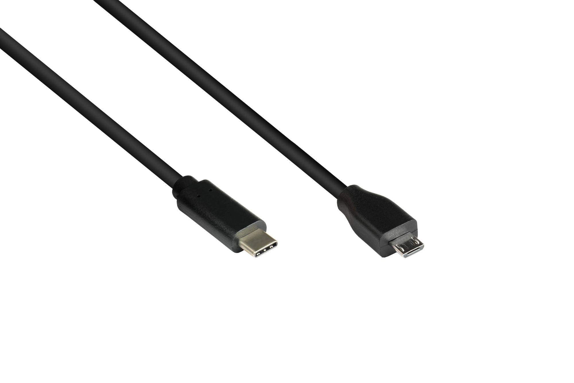 Anschlusskabel USB 2.0, USB 2.0 Micro B Stecker an USB-C Stecker , CU, schwarz, 1m, Good Connection