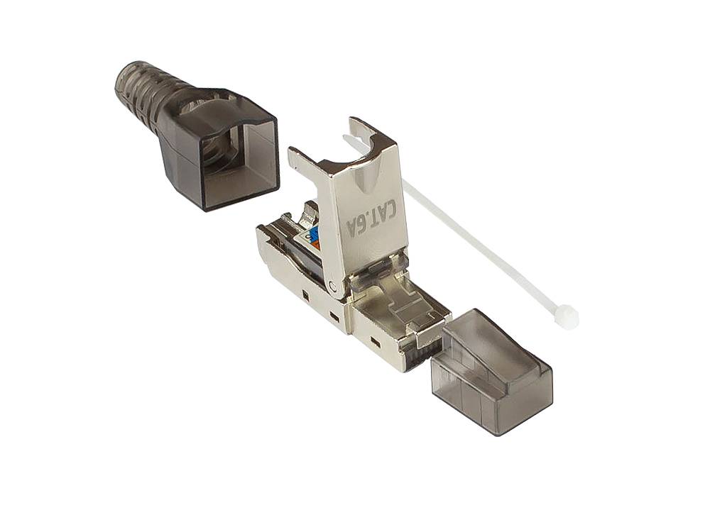 RJ45 Stecker Cat.6A, werkzeuglos / feldkonfektionierbar, STP geschirmt, Metall, Good Connections